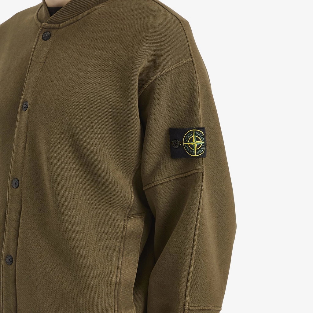 Stone Island Men's Old Effect Fleece Bomber Jacket Military Green